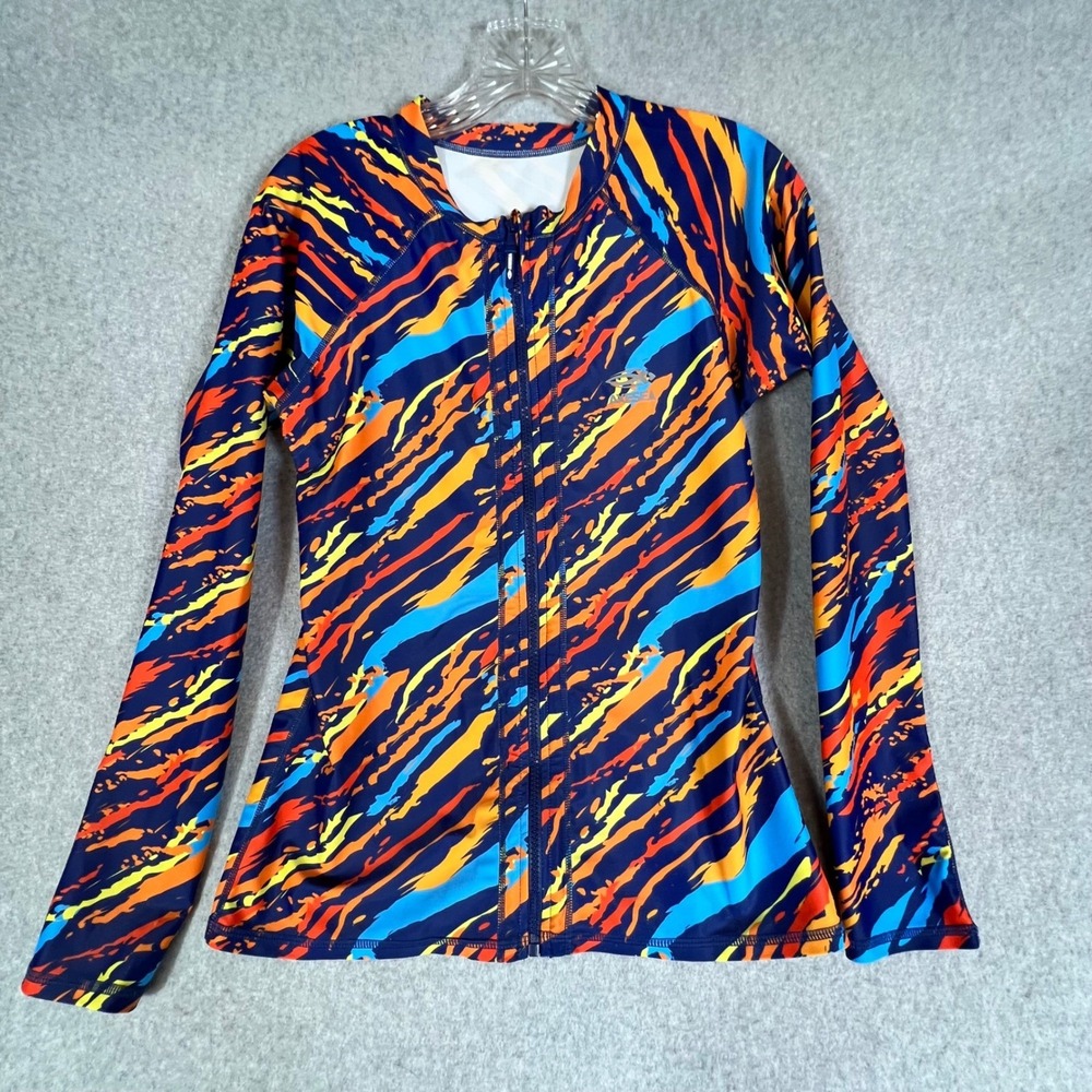 AXESEA Rash Guard Wmns 10 Med Long Sleeve Swim Shirt Zip Up Sun Protection UPF50